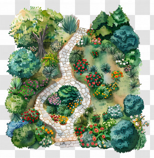 Top View Garden - Beautiful Garden Path With Flowers Transparent PNG