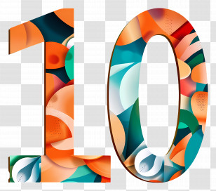Number 10 - Number 10 In Colorful Abstract Design Transparent PNG