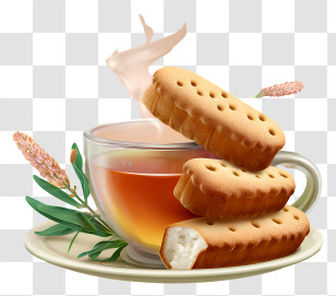 Rusk Biscuit With Tea - Tea And Biscuits On A Plate Transparent PNG