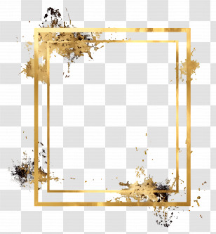 Line Gold Frame - Golden Square Frame With Splashes Transparent PNG