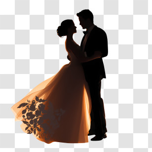 Wedding Couple Silhouette - Romantic Couple Dancing Silhouette Illustration Transparent PNG
