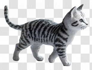 Cat Walking - Realistic Striped Cat Model Transparent PNG