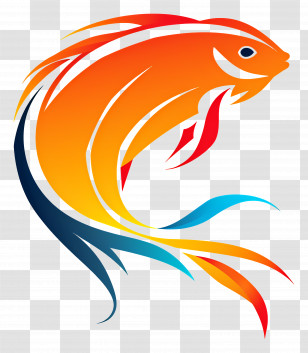 Simple Design - Colorful Orange And Blue Fish Transparent PNG
