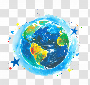 Earth - Colorful Globe Illustration Of The Earth Transparent PNG