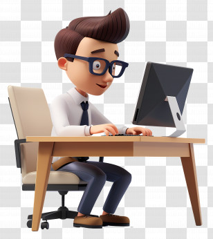 3d Businessman - Office Worker At Desk Transparent PNG