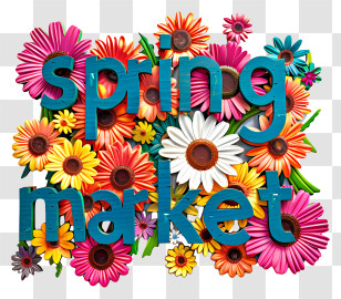 Spring Market - Spring Market Floral Text Transparent PNG