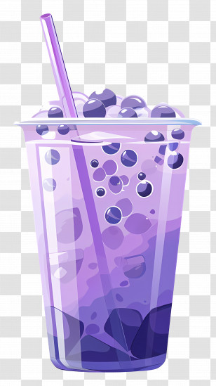Purple Bubble Tea - Purple Bubble Tea In Plastic Cup With Straw Transparent PNG