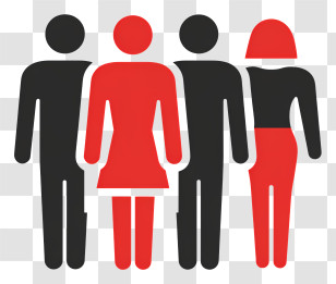 Population Icon - Red And Black Stick Figures Transparent PNG