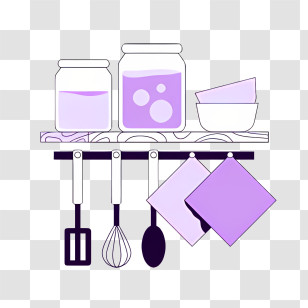 Kitchen - Kitchen Utensils On Shelf Transparent PNG