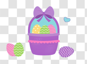 Easter Eggs - Purple Easter Basket With Colorful Eggs Transparent PNG