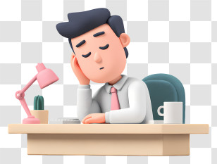 Office Worker Is Tired - Sleeping Office Worker At Desk Transparent PNG