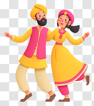 Happy Lohri With Dancing Couple - Dancing Couple In Traditional Clothes Transparent PNG