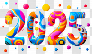2025 New Year - Colorful 2025 Graphics For New Year Transparent PNG
