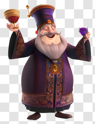Purim - Man In Purple Robe Holding Goblets Transparent PNG