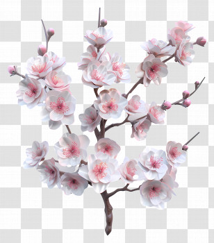 Cherry Blossom Branches - Delicate Cherry Blossom Branches In Bloom Transparent PNG