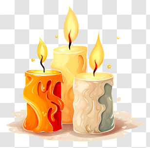 Lit Candles - Decorative Candles With Burning Flames Transparent PNG