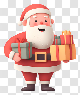 Santa Distributing Christmas Gifts - Santa Claus Holding A Gift Transparent PNG
