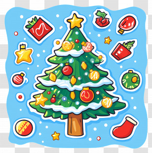 Xmas - Colorful Christmas Tree With Ornaments Transparent PNG