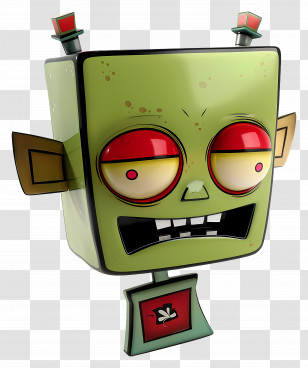 Invader Zim - Green Robot With Red Eyes Transparent PNG