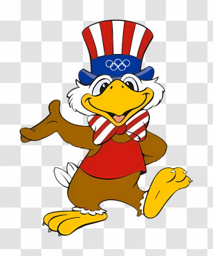 Sam The Olympic Eagle - Eagle Mascot With Olympic Hat Transparent PNG