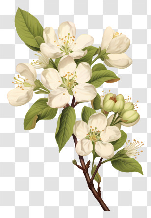 Tree Branch - White Flowering Branch Illustration Transparent PNG