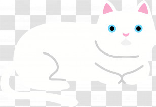 Cartoon Cat - White Cartoon Cat With Blue Eyes Transparent PNG