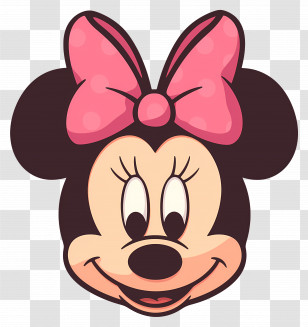 Minnie Mouse Head - Cartoon Face With Pink Bow Transparent PNG