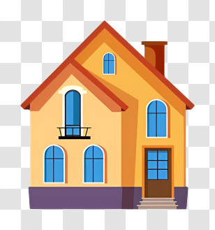 House - Cartoon House Illustration With Warm Colors Transparent PNG