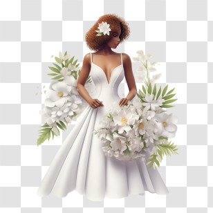 Wedding Dress
 - Bride In White Dress With Flowers Transparent PNG