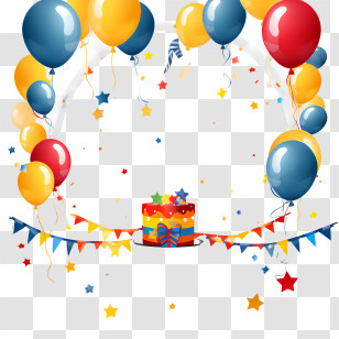 Birthday Frame - Colorful Balloons For Birthday Celebration Transparent PNG