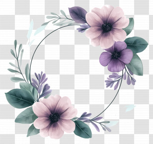 Flower Frame - Delicate Pastel Floral Wreath Decoration Transparent PNG