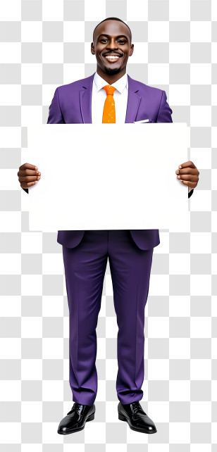 Businessman Holding Blank Placard - Smiling Man With Blank Sign Transparent PNG