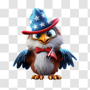 Us Independence Day
 - Cartoon Bald Eagle With American Flag For Patriotism Transparent PNG