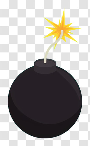 Timer Bomb - Classic Black Round Bomb Illustration With Lit Fuse Transparent PNG