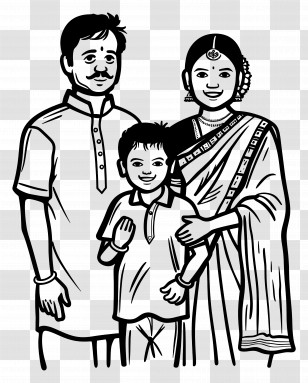 Indian Family - Illustration Of A Happy Family Transparent PNG