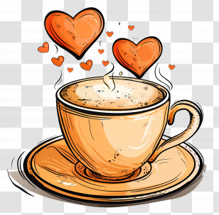 Cappuccino - Coffee Cup With Floating Hearts Illustration Transparent PNG