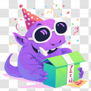 Dragon Birthday - Purple Cartoon Creature Transparent PNG