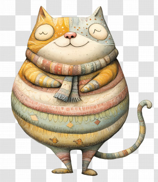 Lovely Cat - Striped Cat With Colorful Scarf Transparent PNG