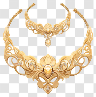 Jewellery Gold Sets - Ornate Gold Necklace Transparent PNG