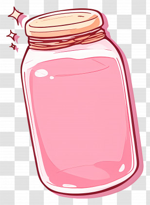Mason Jar Glass - Glass Jar With Pink Liquid In Cute Illustration Style Transparent PNG