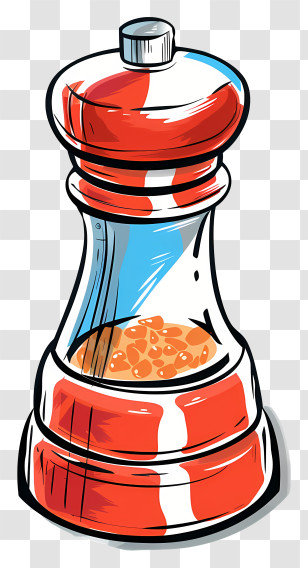 Pepper Shaker - Red And White Cartoon Pepper Shaker Transparent PNG