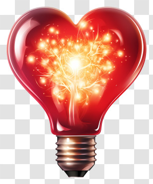 Light Bulb - Heart Light Bulb With Glowing Filament Transparent PNG