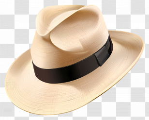 Panama Hat - Beige Formal Hat With Black Band Transparent PNG