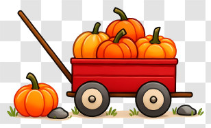 Pumpkin Wagon - Wooden Wagon Full Of Pumpkins Transparent PNG