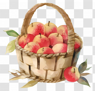 Basket Full Of Apples - Basket Of Fresh Apples Transparent PNG