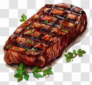 Grilled Steak - Grilled Steak Illustration With Herbs Transparent PNG