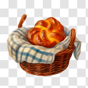 Challah Bread - Wicker Basket With Freshly Baked Bread Transparent PNG