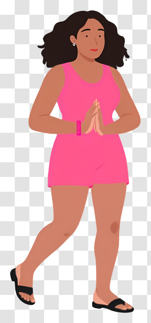Woman Full Body - Woman In Pink Casual Outfit Transparent PNG