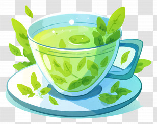 Green Tea - Refreshing Green Tea In Scenic Cup Transparent PNG