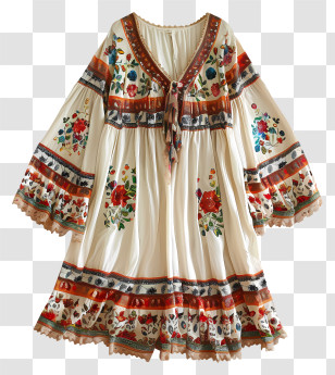 Boho - Traditional Floral Dress Transparent PNG